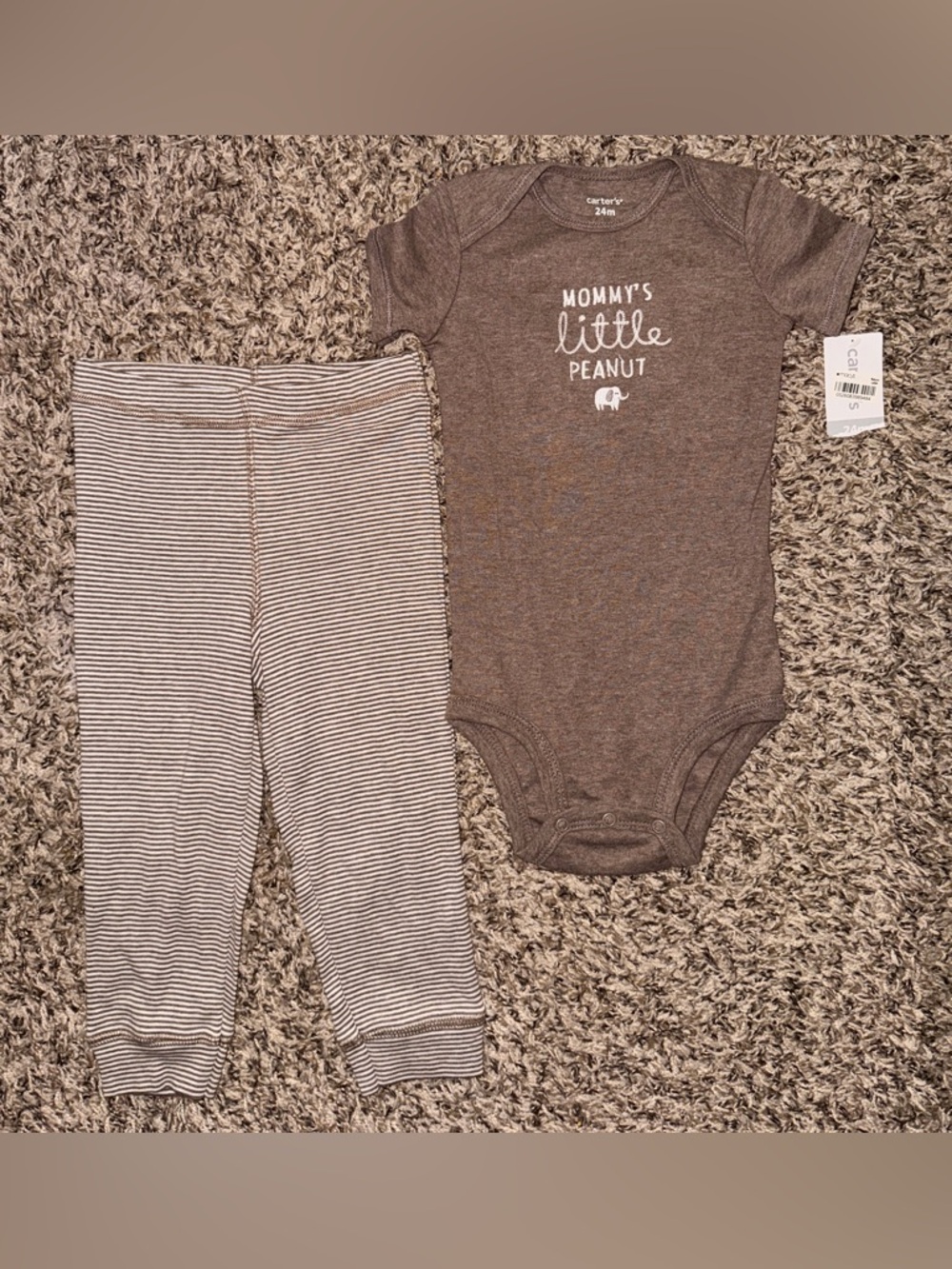Carter's Brown & Cream Striped Baby Bodysuit Set